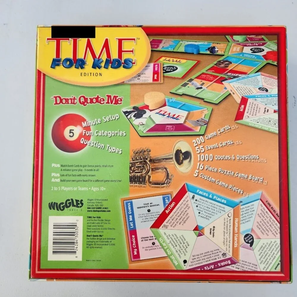 Don't Quote Me TIME for Kids Edition Board Game Trivia 10+ Fun Easy Facts Toy Ov
